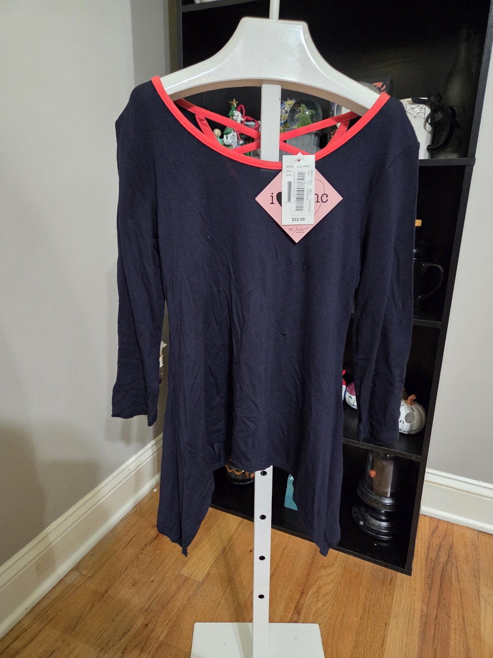 Pinc Navy Tunic with Coral Trim - Kids Long Sleeve